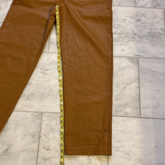 Free People Ziggy Vegan Faux Leather Camel Brown Overalls - Picture 3 of 6